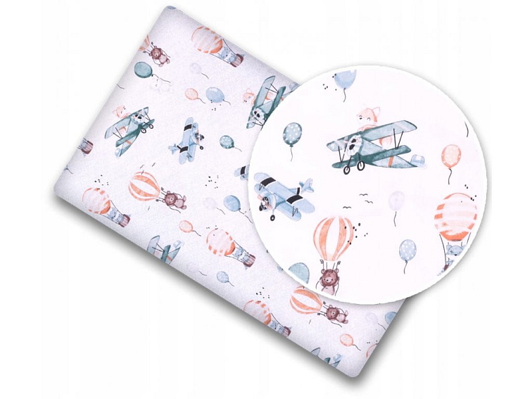 Prostěradlo do kočárku bavlněné na gumu 90x40 cm - Let balonem