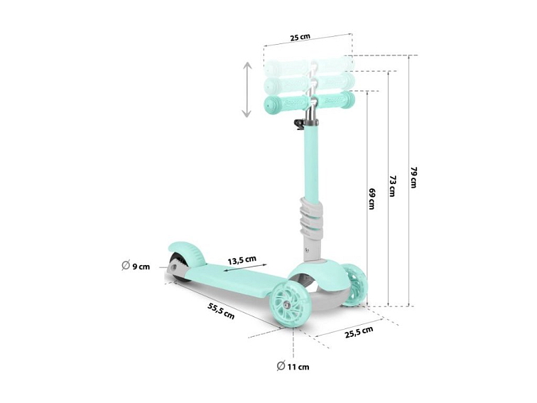 Dětská tříkolová koloběžka BERUŠKA mátová