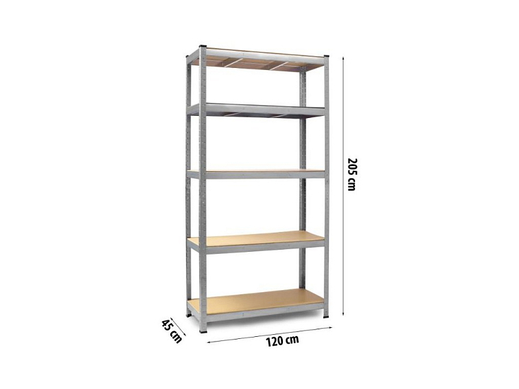 Kovový regál stříbrný 205x120x45 cm