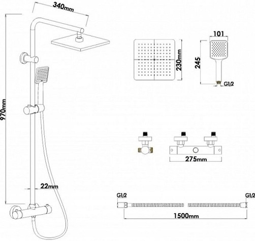 Sprchová souprava - Sprchový set LOFI - černá