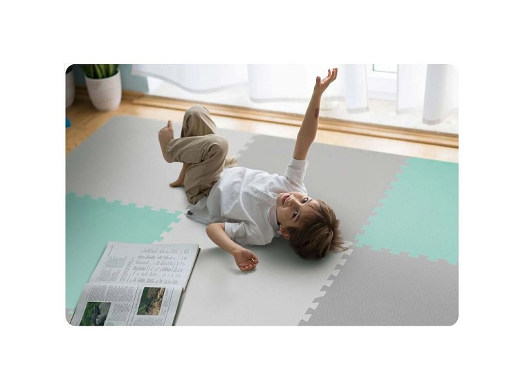 Pěnové puzzle koberec 9 ks 180x180x1 cm šedo-bílo-mátový