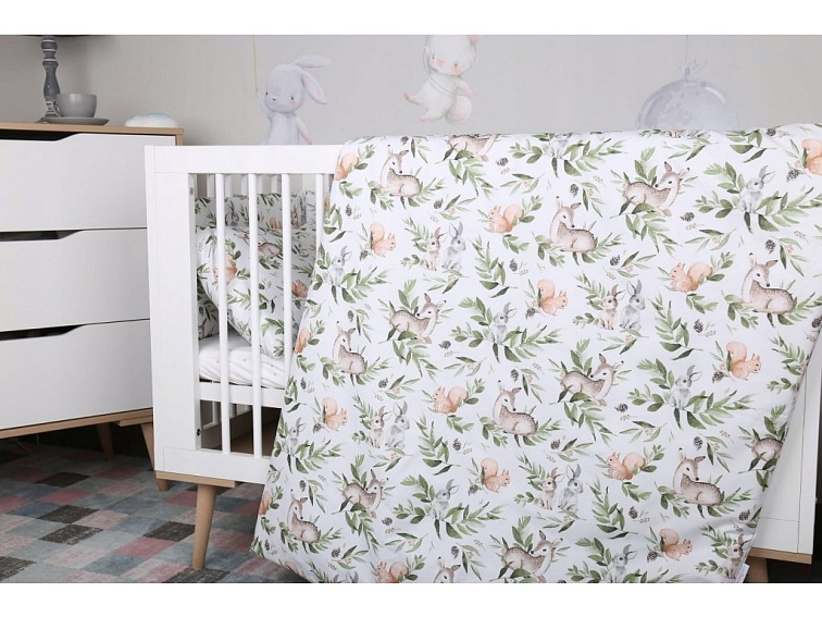 Dětské bavlněné povlečení do postýlky 120x90 cm - Zelená paseka