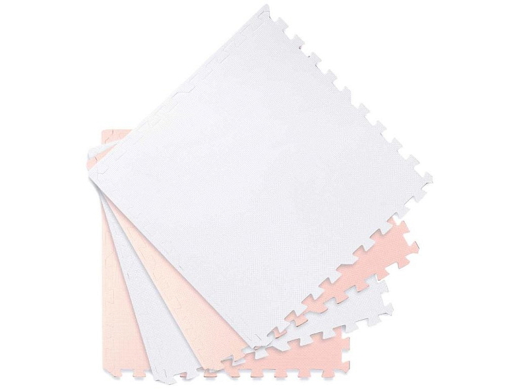 Pěnové puzzle koberec 4 ks 120x120x1,1 cm lososovo-bílý