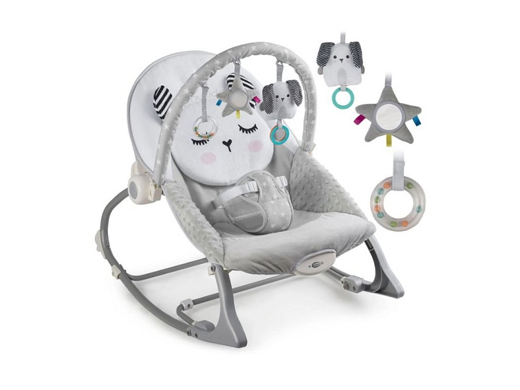 Vibrující lehátko - kojenecké lehátko - Králíček šedý