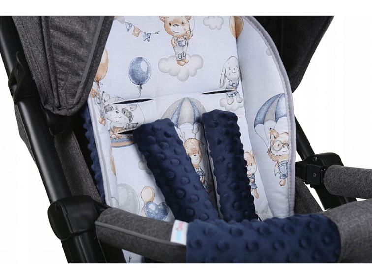 Oboustranná vložka do kočárku, autosedačky 80x40 cm - Medvídek s balónkem