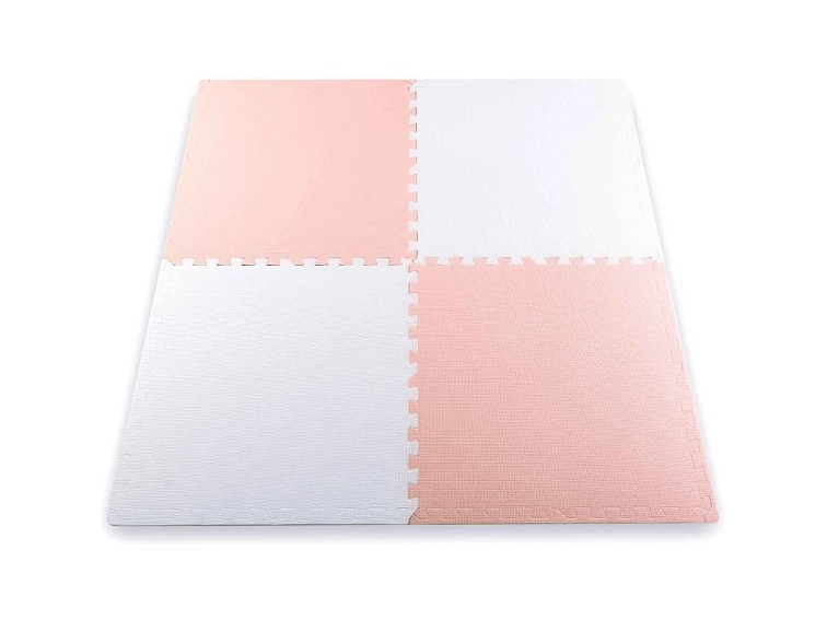 Pěnové puzzle koberec 4 ks 120x120x1,1 cm lososovo-bílý