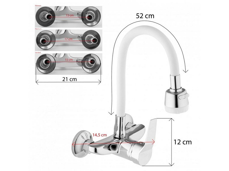 Dřezová baterie s elastickým ramenem FRAN bílá/chromová