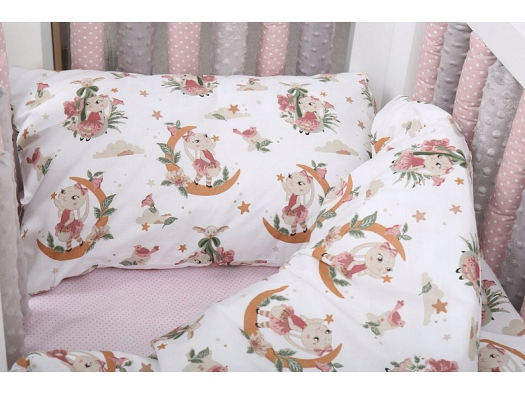 Dětské bavlněné povlečení do postýlky 120x90 cm - Roztomilý králíček