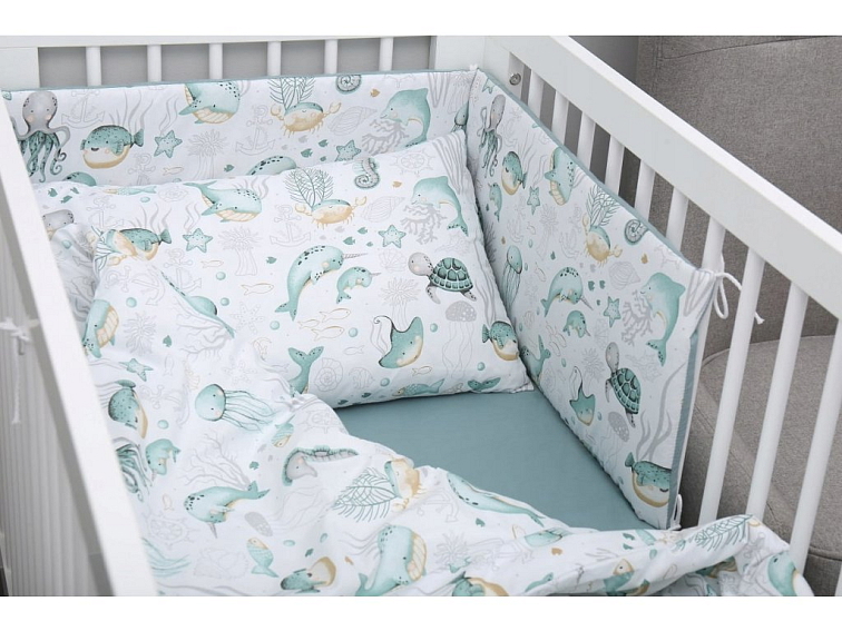 Dětské bavlněné povlečení do postýlky 135x100 cm - Mořský svět