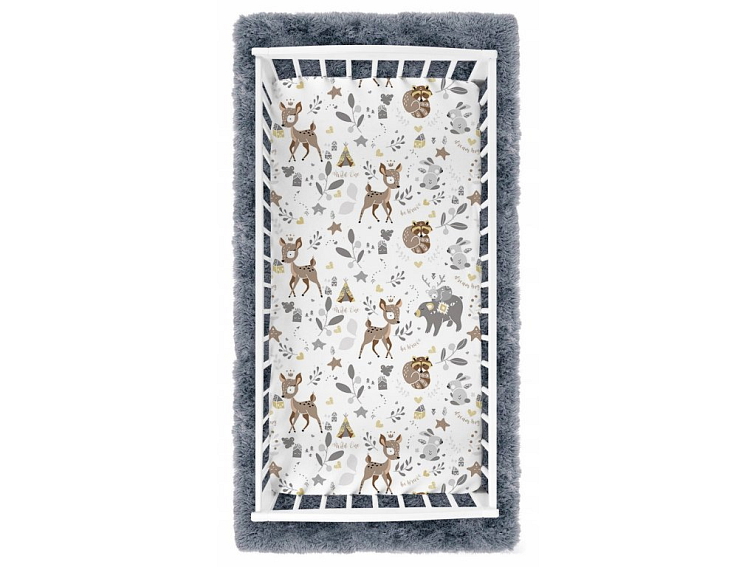 Prostěradlo do postýlky bavlněné na gumu 160x80 cm - Srneček a přátelé