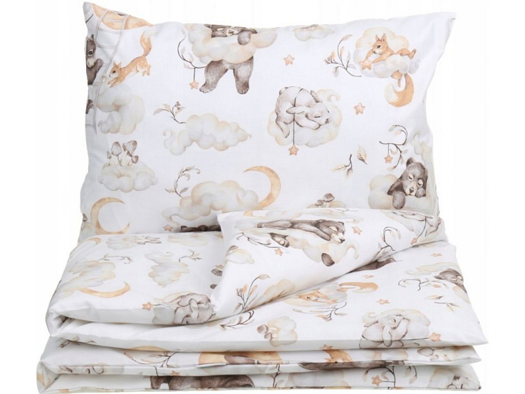 Dětské bavlněné povlečení do postýlky 120x90 cm - Spící medvídek
