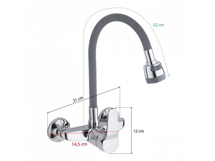 Dřezová baterie s elastickým ramenem FRAN šedá/chromová