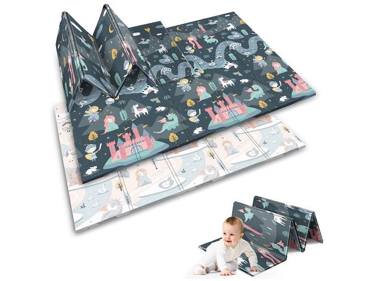 Pěnová skládací oboustranná podložka 200x180 cm pohádková říše