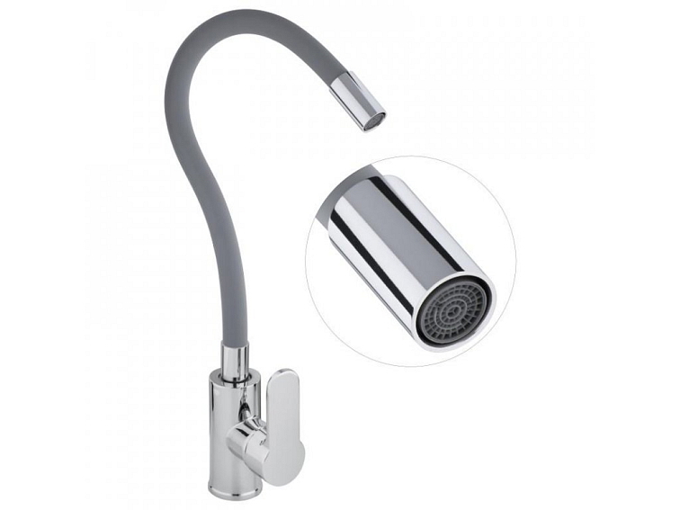 Dřezová baterie s elastickým ramenem SABA šedá/chromová