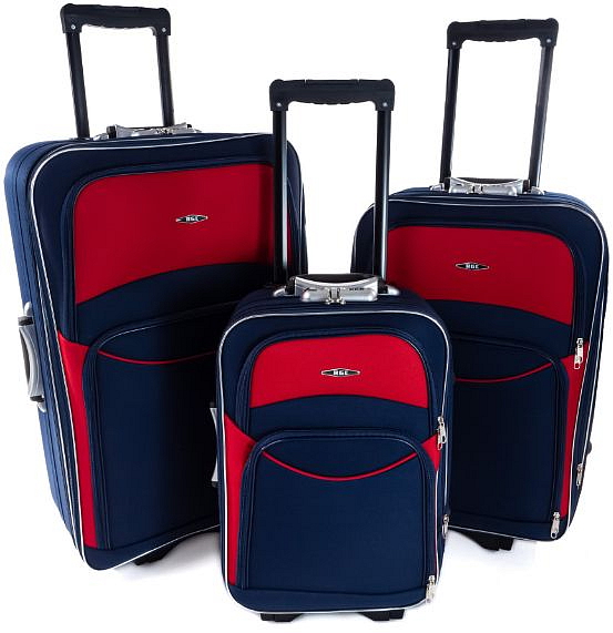 Cestovní Kufr COMO - Tmavě Modrý-Červený