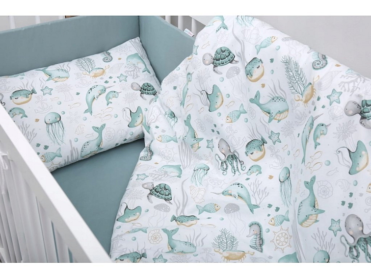 Dětské bavlněné povlečení do postýlky 120x90 cm - Mořský svět
