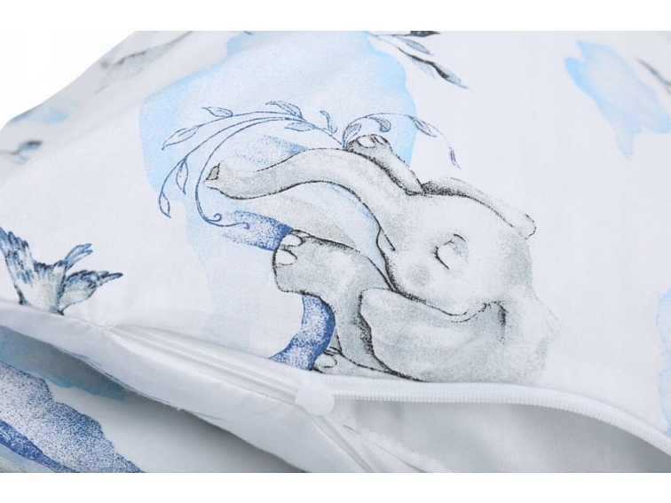 Dětské bavlněné povlečení do postýlky 120x90 cm - Slůně na obláčku modré