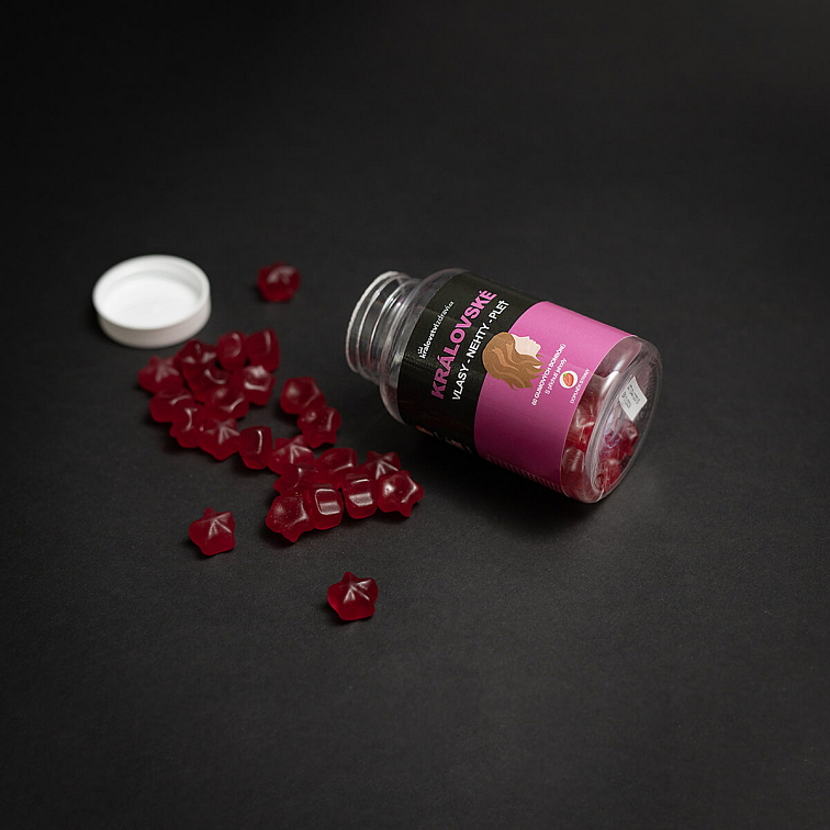 2+1 Kráľovské vlasy, nechty, pokožka s biotínom a vitamínmi B5, B6, B12, 3x60 gumených cukríkov