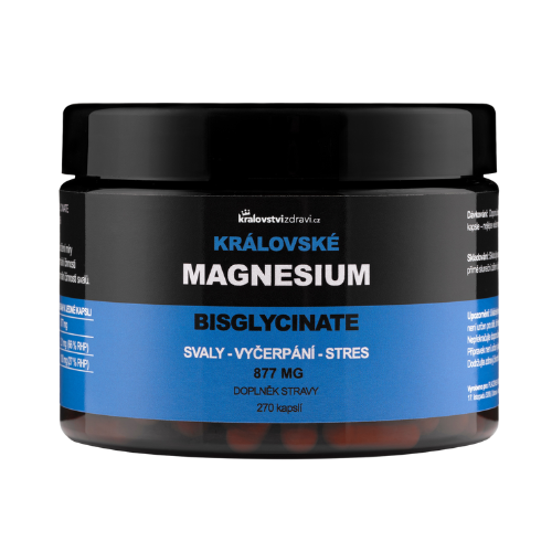 Královské Magnesium Bisglycinate 877 mg + (Vitamín B6), 270 veg. kapslí