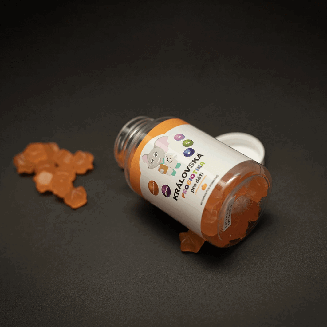 Královská Probiotika pro děti, komplex laktobacilů a bifidobakterií s vitamíny B3, B5, B6, 60 gumových bonbónů