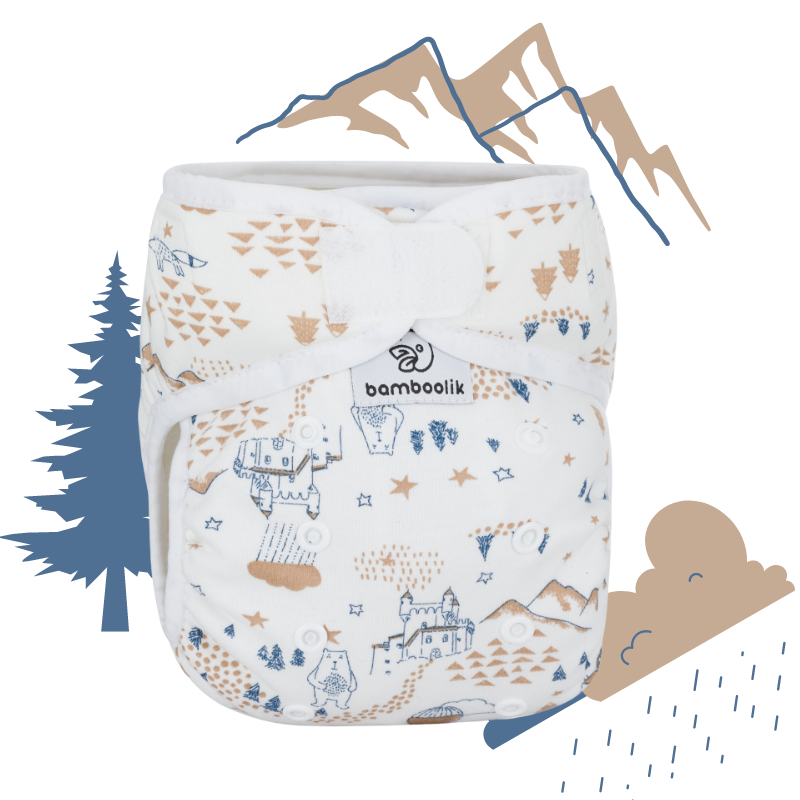 Fitted diaper made of cotton jersey. Absorbing layer for cloth diapers, to be worn under waterproof Diaper Covers | Bamboolik