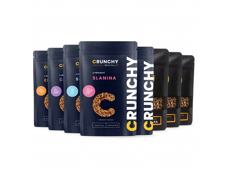 Crunchy Ochutnávkový set červíků a cvrčků 8 x 20 g