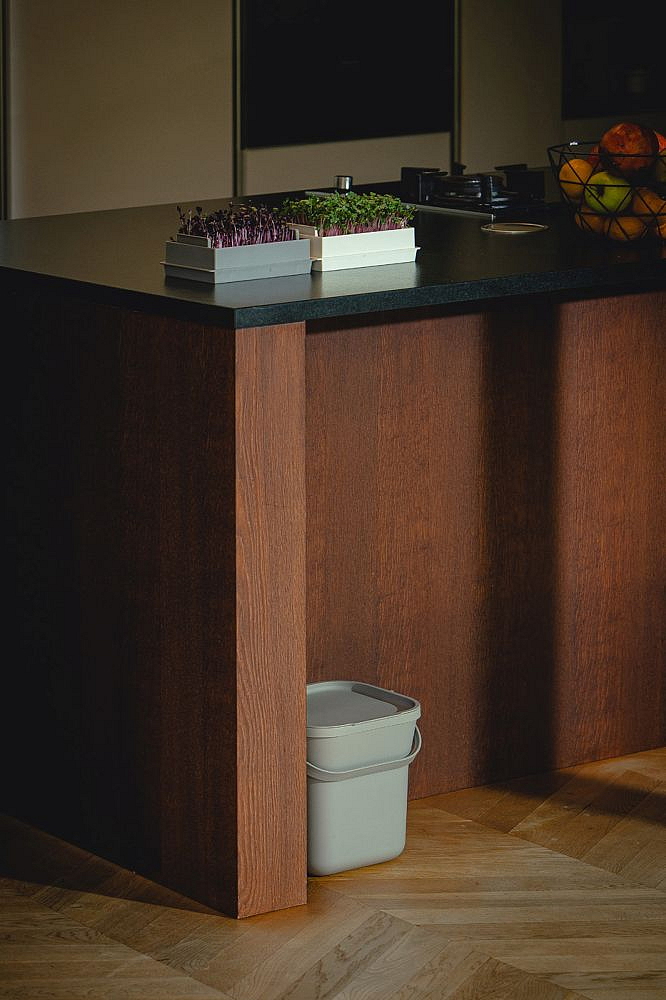 Koš na bioodpad s vložkou, taupe