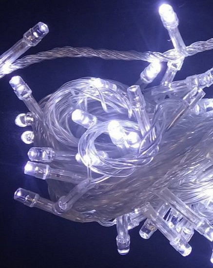 Vánoční řetěž 100 LED, 3 funkce, délka 8,4 m, studená bílá