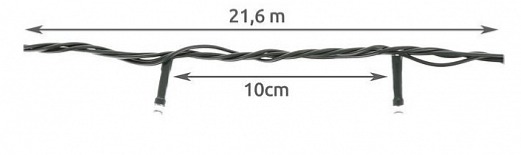 Vánoční osvětlení 21.6 m, 200 LED, 6W teplá bílá