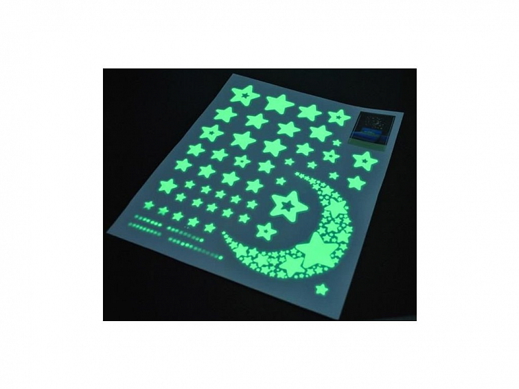 Fluorescentní samolepky - hvězdy, noční obloha, 52 prvků