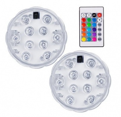 Voděodolné LED RGB světlo na dálkové ovládání 16 barev- 2 ks
