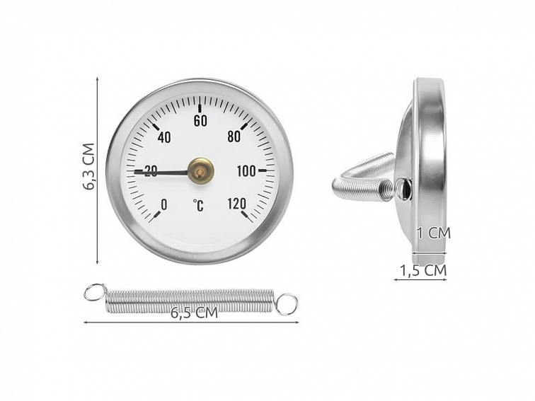 Bimetalový teploměr s pružinou, 0-120°C