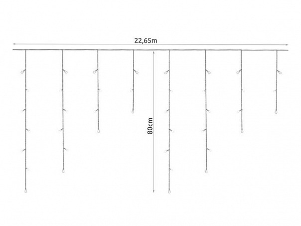 Vánoční světelný závěs 22.65 m, 300 LED, 2.4W studená bílá