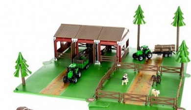 Farma se zvířaty + 2 farmářské vozy