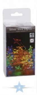 LED světelný řetěz na baterie hvězdičky, multicolor, 40 diod, 2m