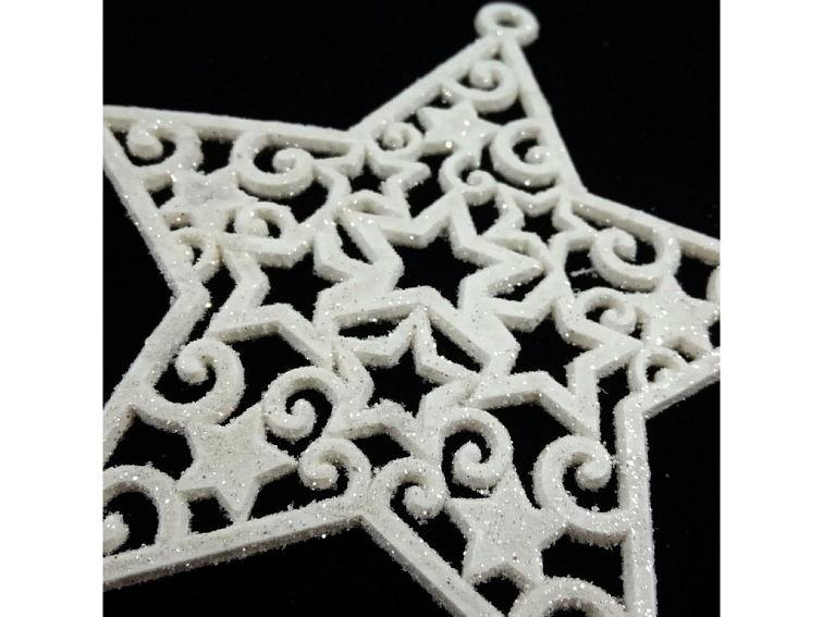 Bílé vánoční hvězdy na zavěšení 3ks/bal - 10 cm