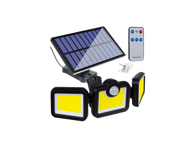Solární 171 COB LED osvětlení s PIR čidlem pohybu