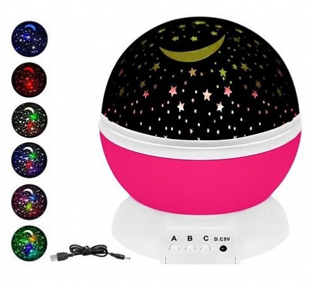 Projektor noční oblohy deluxe růžový