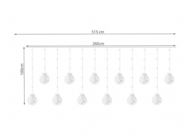 Světelný závěs koule 108 LED, 3.6W mix barev