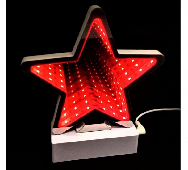 3D nekonečné tunelové světlo - Hvězda - červená