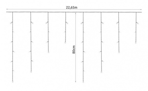 Vánoční světelný závěs 22.65 m, 300 LED, 2.4W teplá bílá