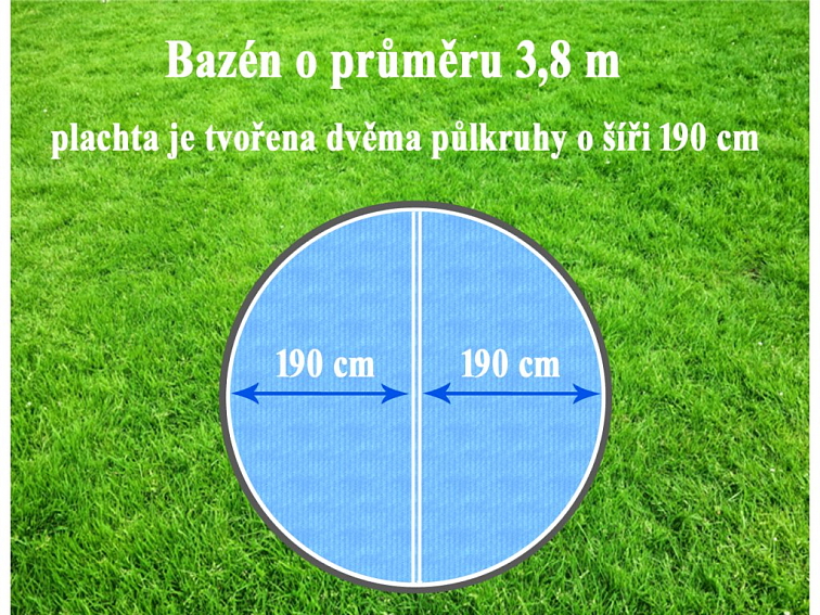 Solární plachta kruh 380 cm Cornisun půlený