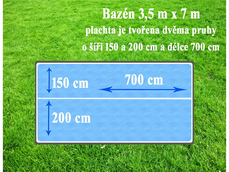 Solární plachta 3,5 x 7 m (2 nesvařené pruhy) Cornisun