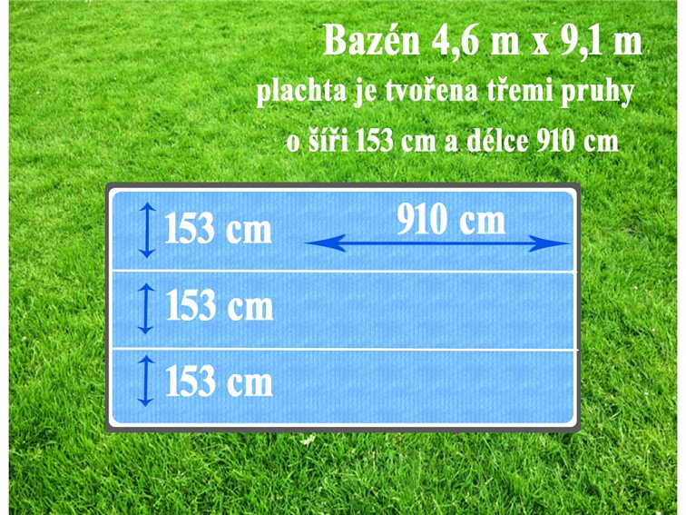 Solární plachta 4,6 x 9,1 m (3 nesvařené pruhy) Cornisun