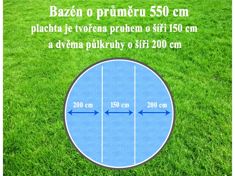 Solární plachta kruh 550 cm (3 nesvařené díly) Cornisun