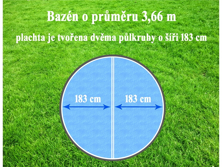 Solární plachta kruh 3,6 m půlený