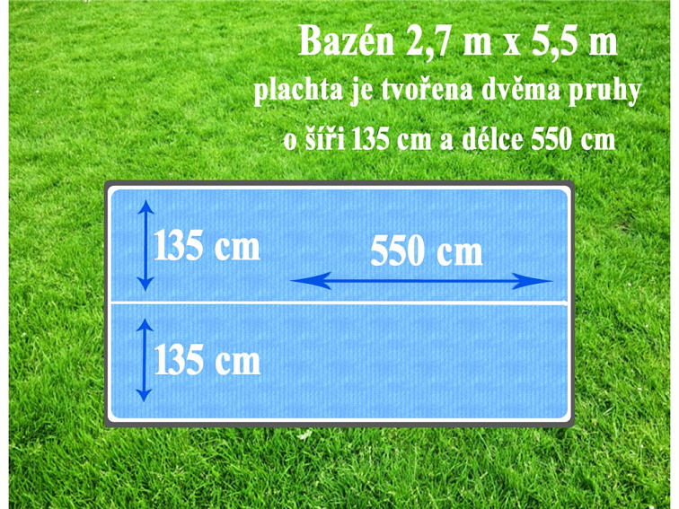 Solární plachta 2,7 x 5,5 m (2 nesvařené pruhy) Cornisun