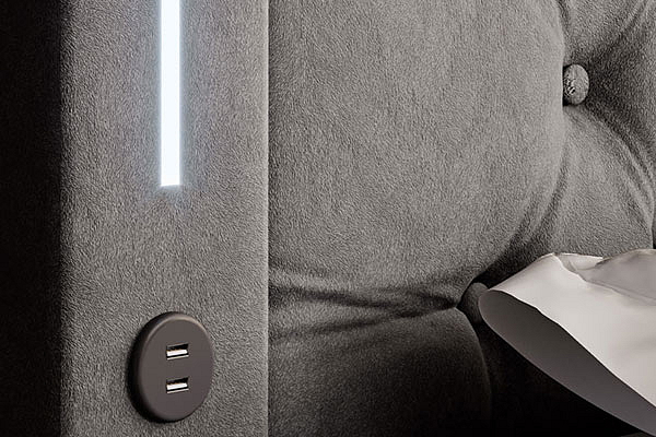 Boxspring postel ELEGANCE s úložným prostorem, LED a USB