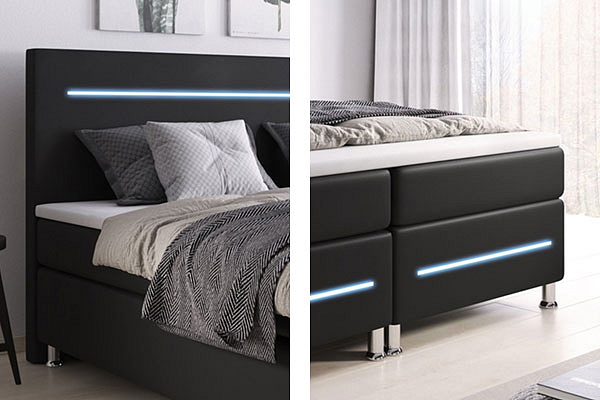 Boxspring postel SEJOUR bez úložného prostoru s LED