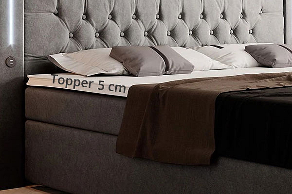 Boxspring postel ELEGANCE s úložným prostorem, LED a USB